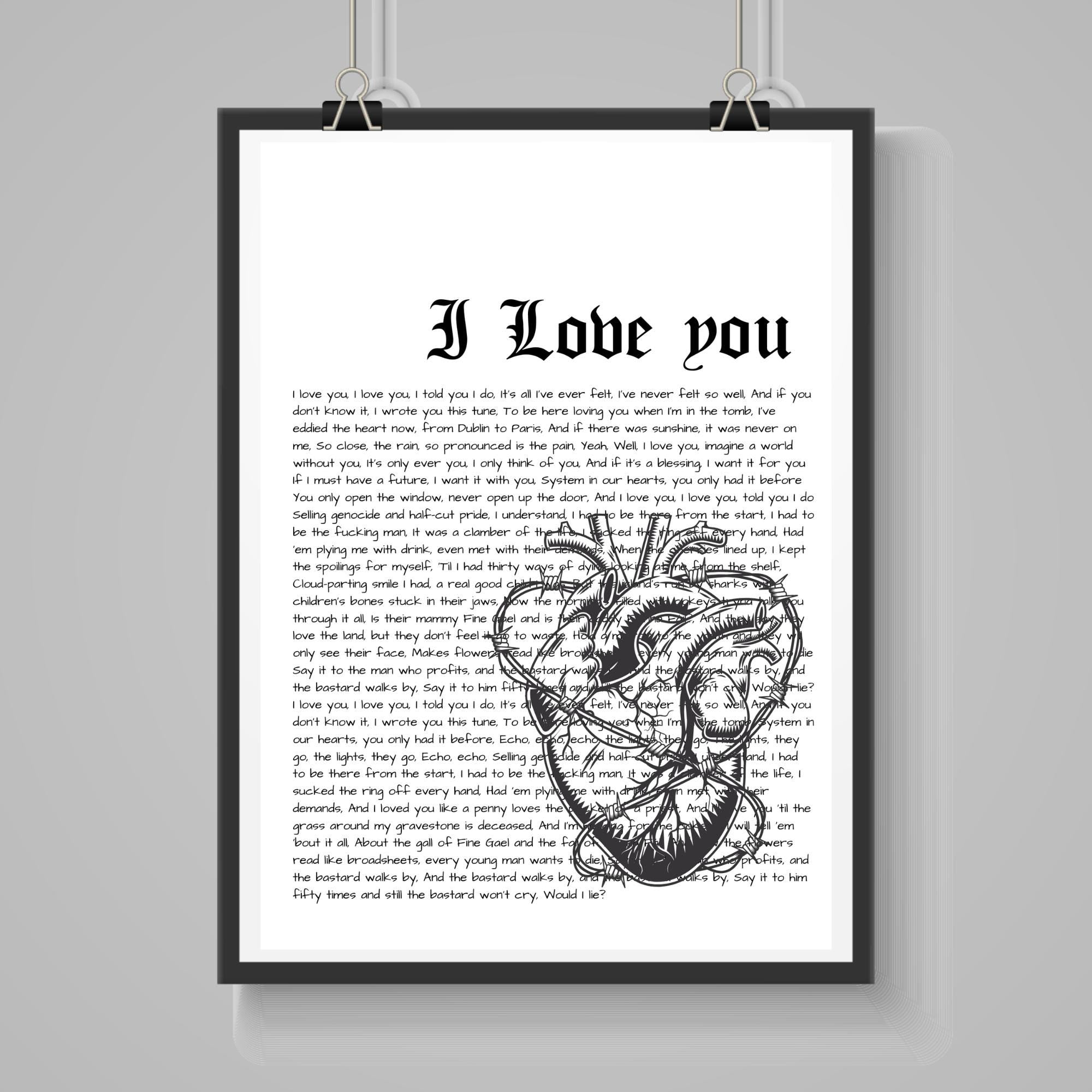 Fontaines D.C. ‘I Love You’ Poster – A4 Lyric Print on Satin Paper – Irish Band Wall Art