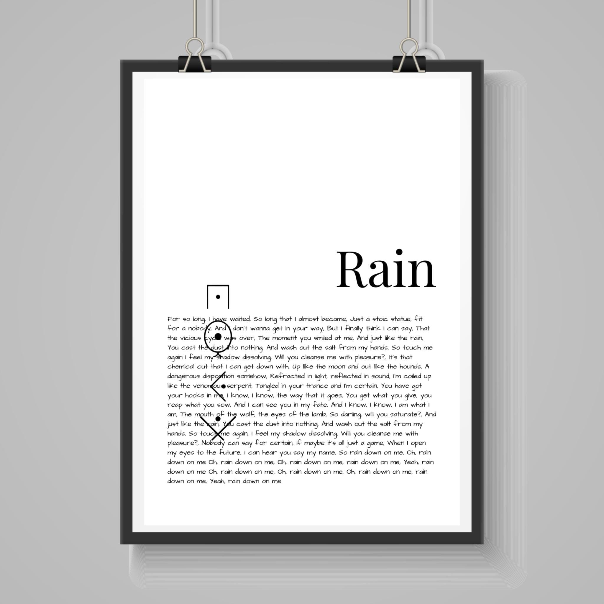 Sleep Token ‘Rain’ Lyric Poster – A4 Print on Satin Photographic Paper – Band Inspired Wall Art