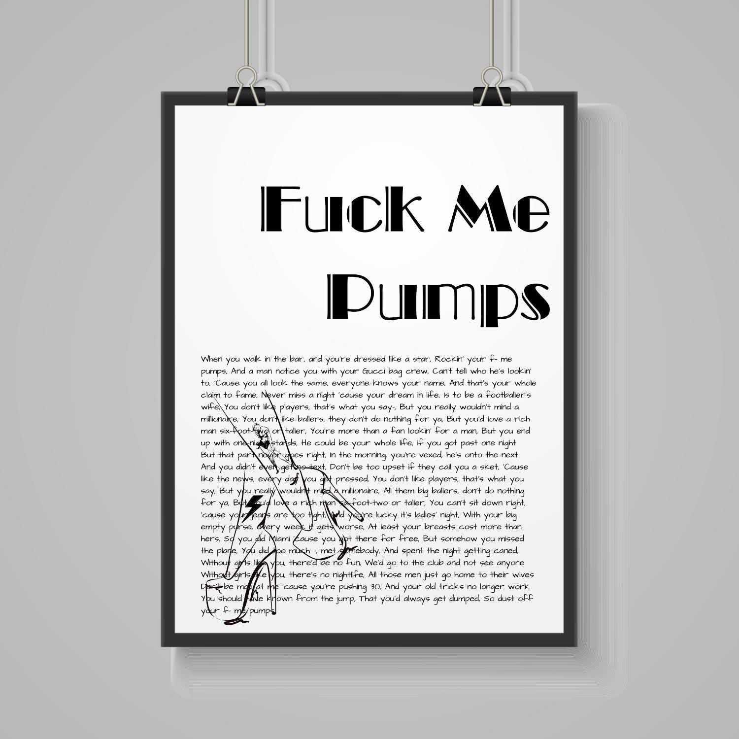 Amy Winehouse ‘F Me Pumps’ art Print – A4 Poster on Satin Oyster 265gsm Paper