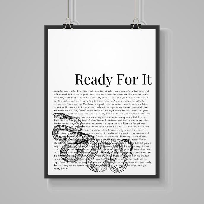 Taylor Swift ‘…Ready For It?’ Lyric Print – A4 Poster on Satin Oyster 265gsm Paper