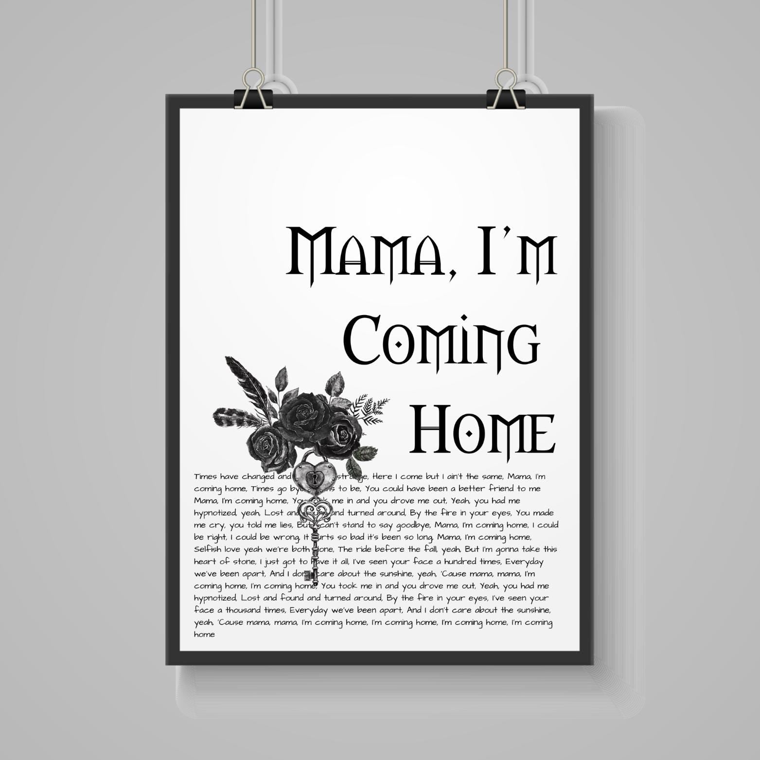 Ozzy Osbourne ‘Mama I'm Coming Home’ Lyric Print – A4 Poster on Satin Oyster 265gsm Paper