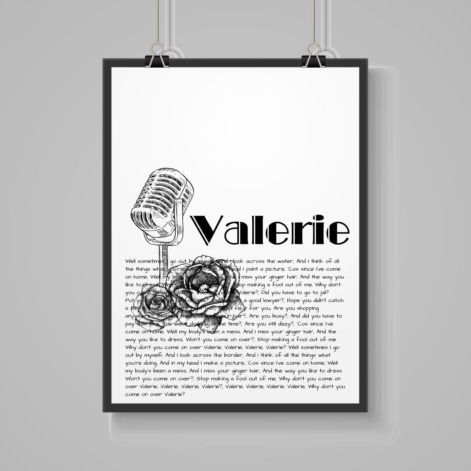 Amy Winehouse ‘Valerie’ art Print – A4 Poster on Satin Oyster 265gsm Paper