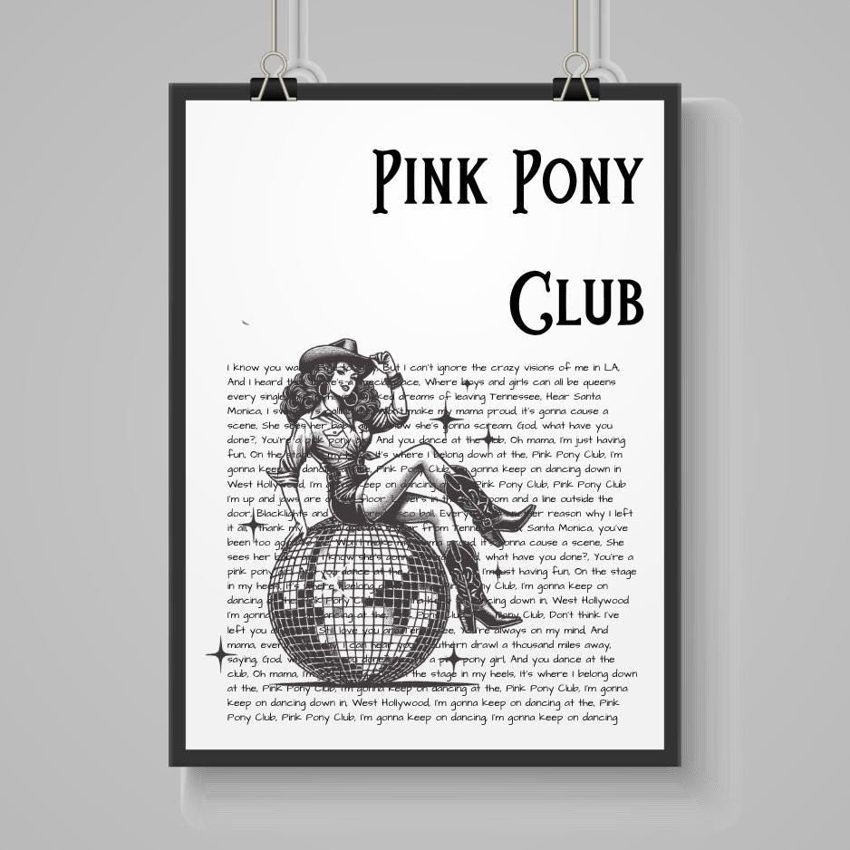Chappell Roan ‘Pink Pony Club’ Lyric Print – A4 Poster on Satin Oyster 265gsm Paper