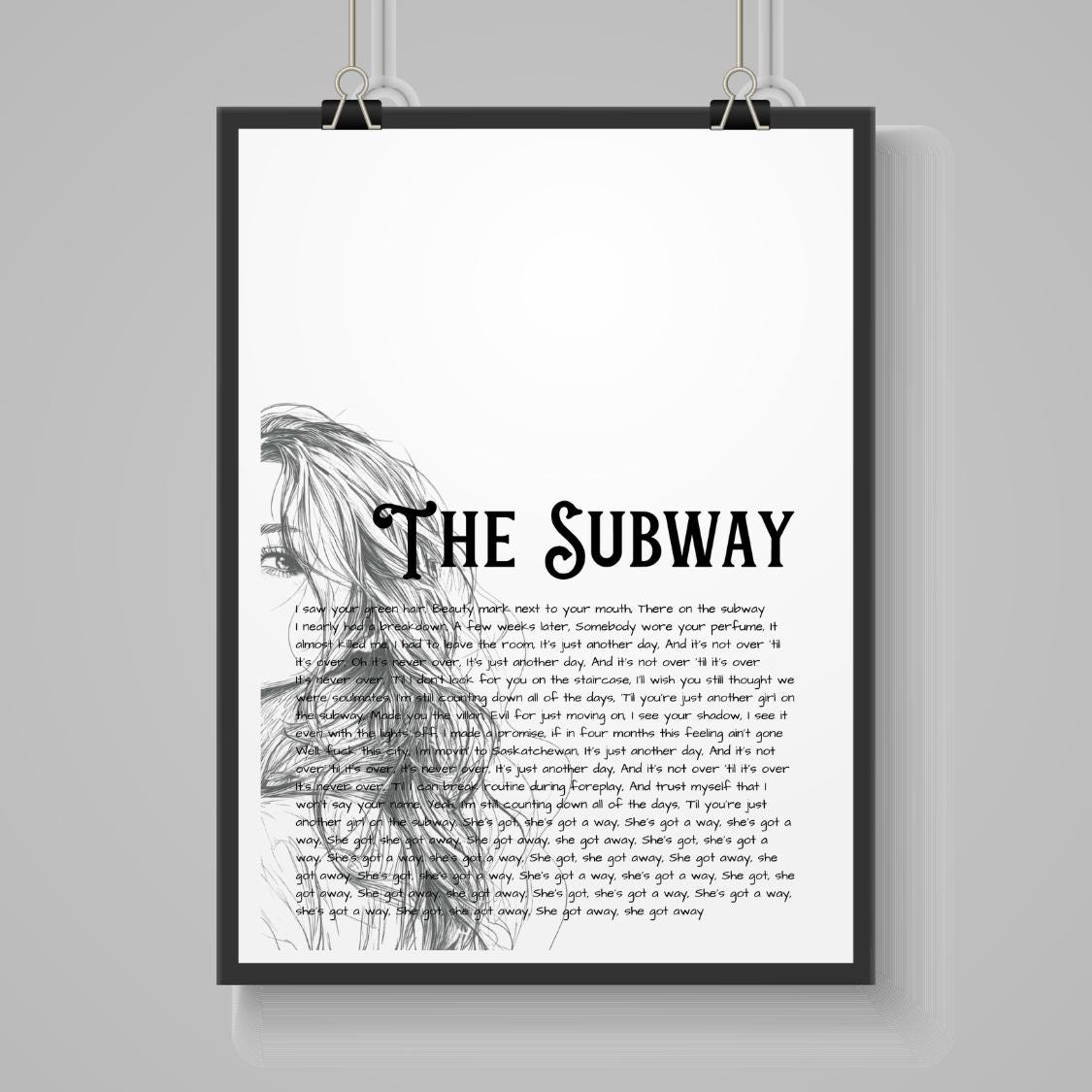 Chappell Roan ‘The Subway’ Lyric Print – A4 Poster on Satin Oyster 265gsm Paper
