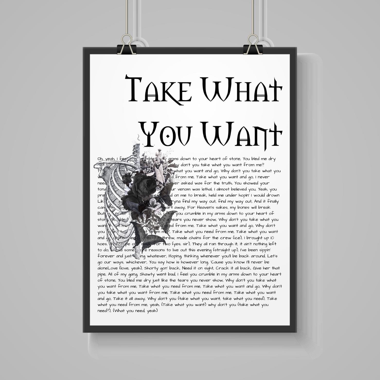 Ozzy Osbourne ‘Take What You Want’ Lyric Print – A4 Poster on Satin Oyster 265gsm Paper