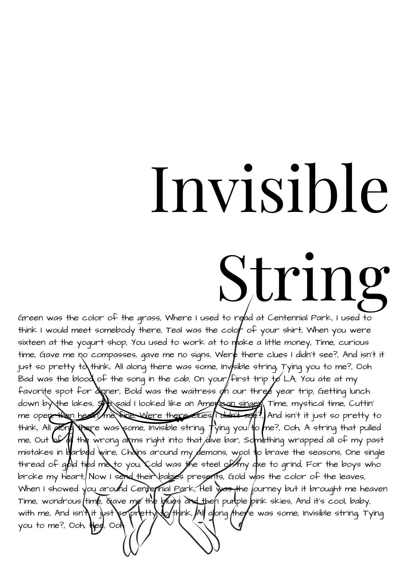 Taylor Swift ‘Invisible String’ Lyric Print – A4 Poster on Satin Oyster 265gsm Paper